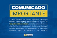 Câmara Municipal de Ji-Paraná suspende conteúdo noticioso no período eleitoral
